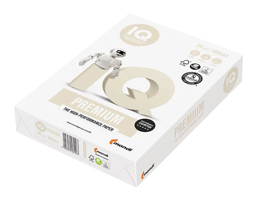 PAPEL FOTOCOPIA IQ PREMIUM DIN A4 90 GR EMBALAGEM DE 500 FOLHAS