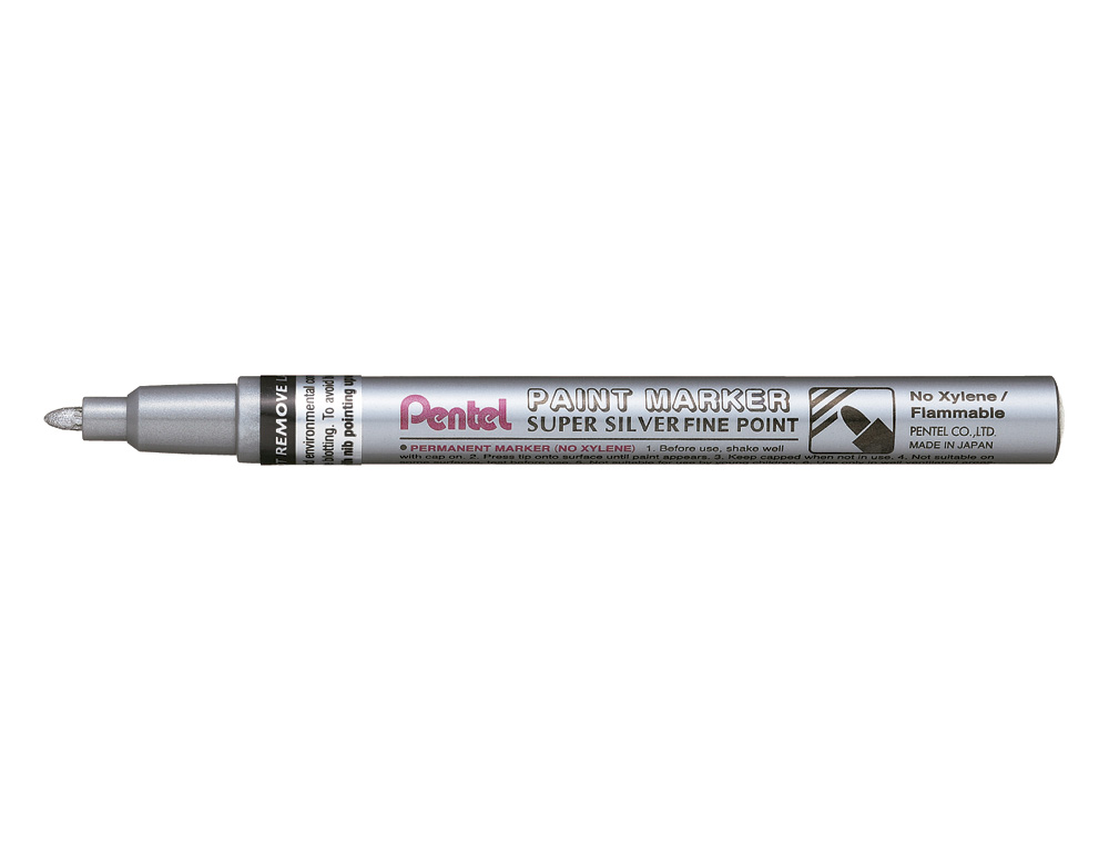 MARCADOR PENTEL PERMANENTE MSP10-Z PRATEADO PARA PINTURAS DECORATIVAS. PONTA FINA