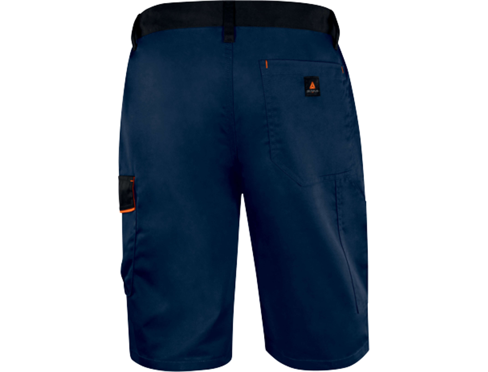 BERMUDA DELTAPLUS COM CINTURA AJUSTAVEL E 5 BOLSOS COR AZUL-LARANJA TAMANHO S