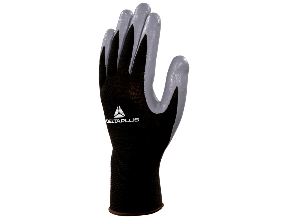 LUVAS DELTAPLUS DE PONTO POLIESTER COM IMPREGNAAO DE NITRILO NA PALMA PUNHO ELASTICO COR CINZA TAMANHO 10