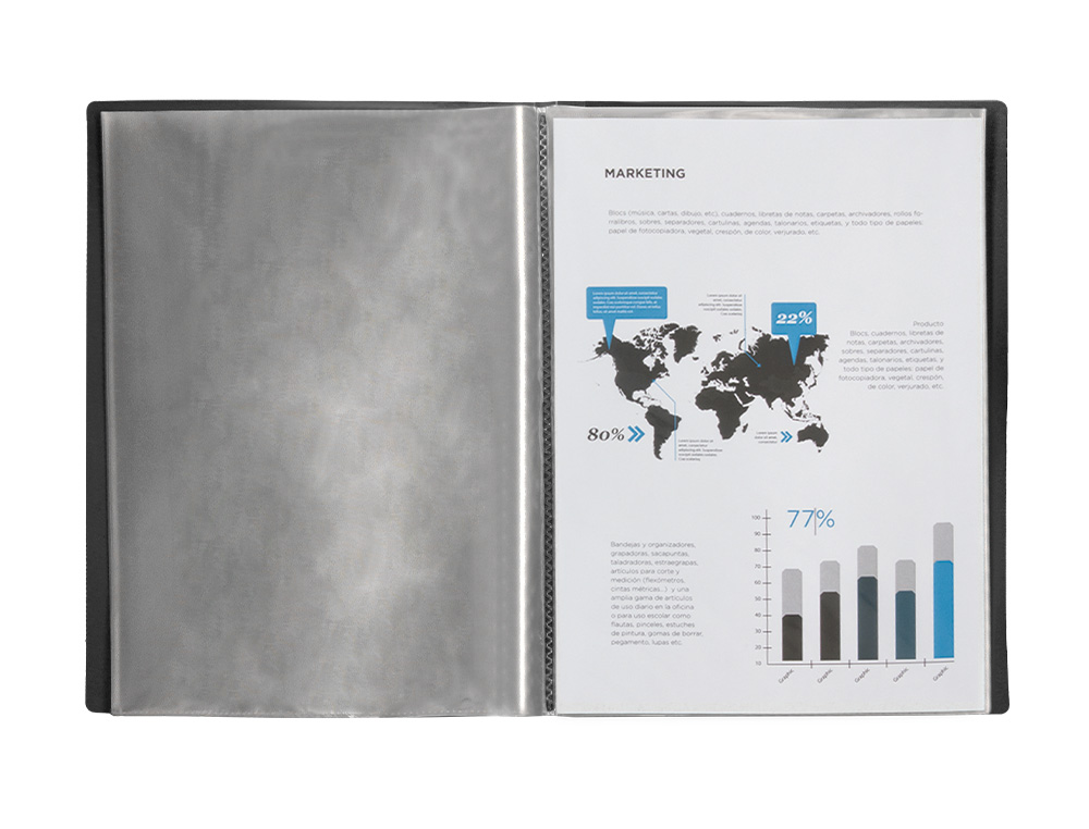 CAPA CATALOGO LIDERPAPEL 10 BOLSAS POLIPROPILENO FOLIO PRETO