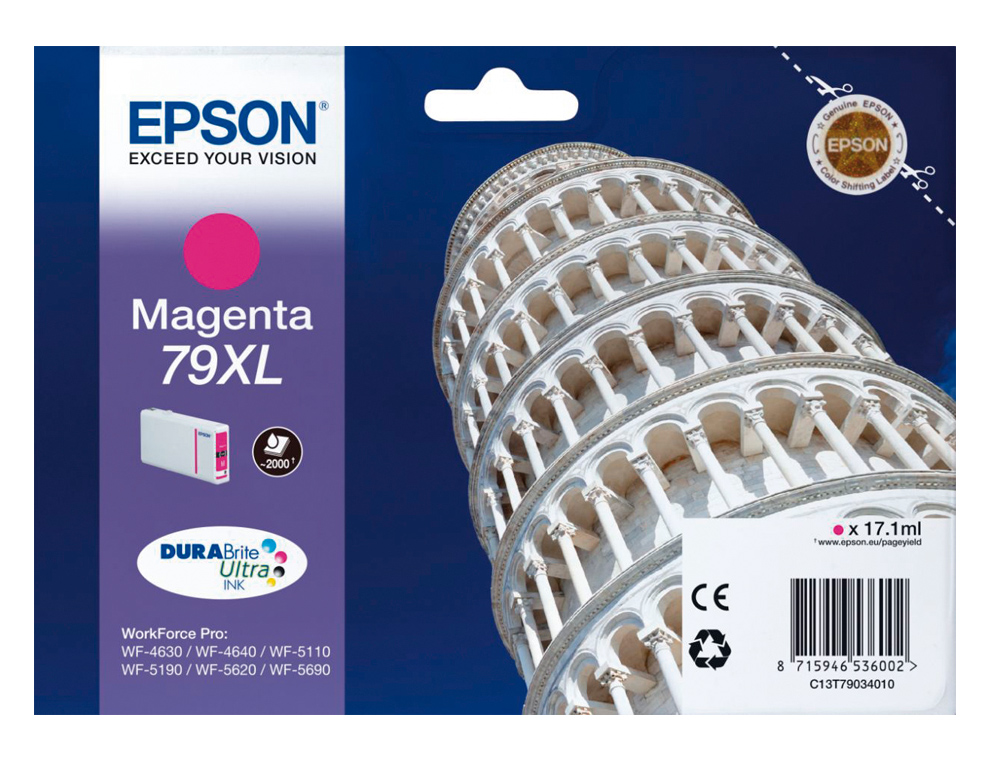 TINTEIRO EPSON 79XL 900P WF 4630 / 4640 / 5110 / 5620 / 5690 / 5690 MAGENTA -2.000 PAG