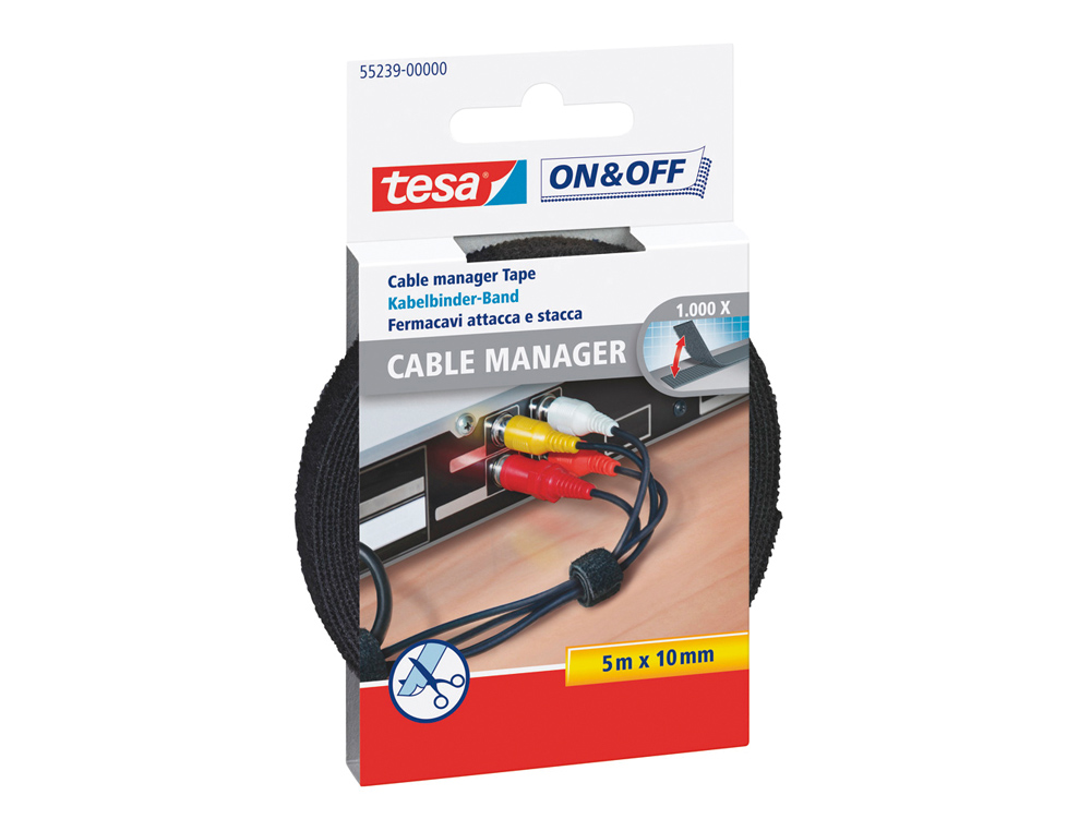 VELCRO AUTOADESIVO TESA PRETO 5 M X 10 MM PARA AGRUPAR CABOS