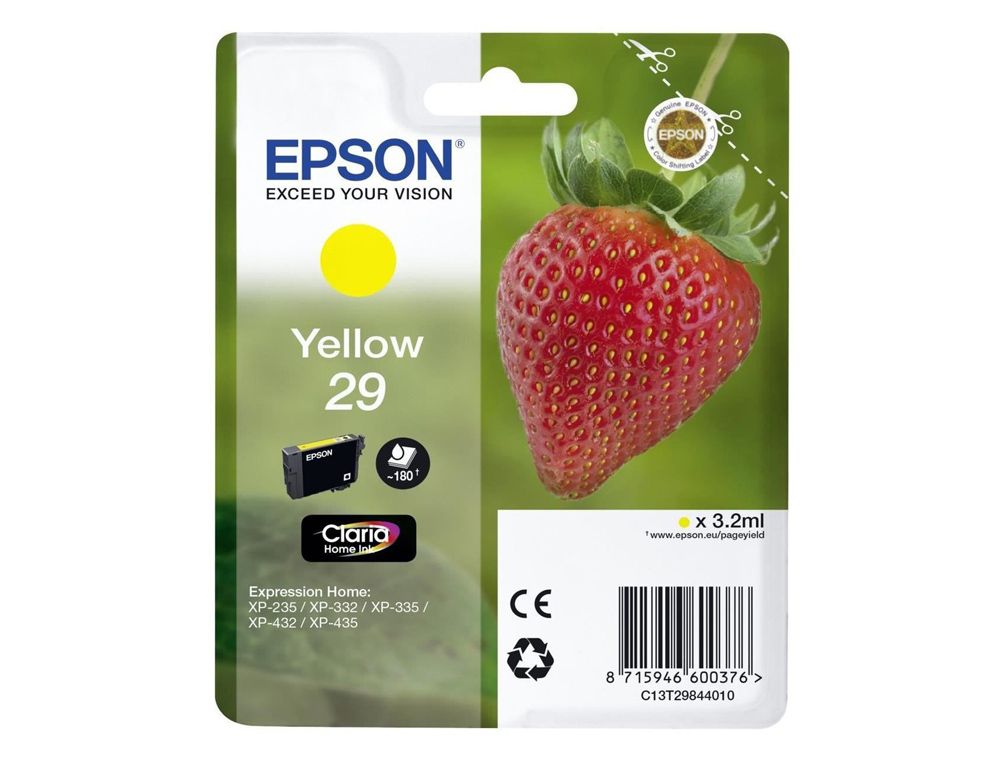 TINTEIRO EPSON HOME 29 T2984 XP435/330/335/332/430/235/432 AMARELO 175 PAG