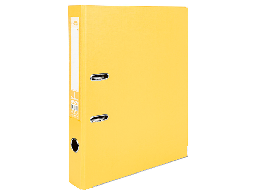 PASTA DE ARQUIVO DE ALAVANCA LIDERPAPEL DOCUMENTA PVC FOLIO LOMBADA 52 MM AMARELO