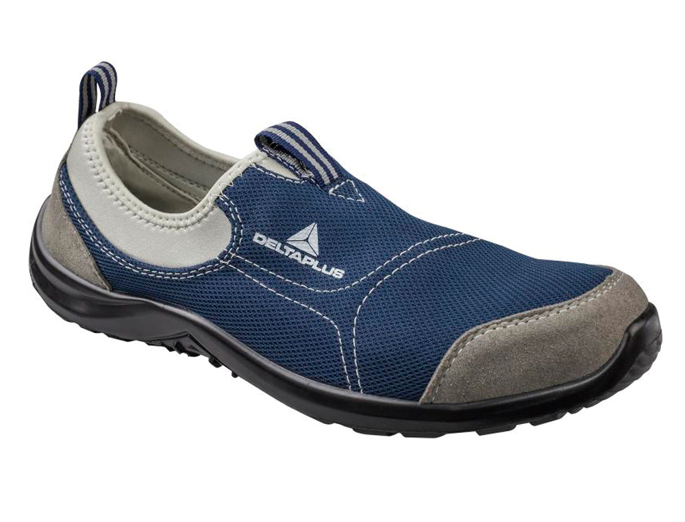 SAPATOS DE SEGURANCA DELTAPLUS DE POLIESTER E ALGODAO COM PALMILHA E PONTEIRA DE ACO COR AZUL MARINHO TAMANHO 37