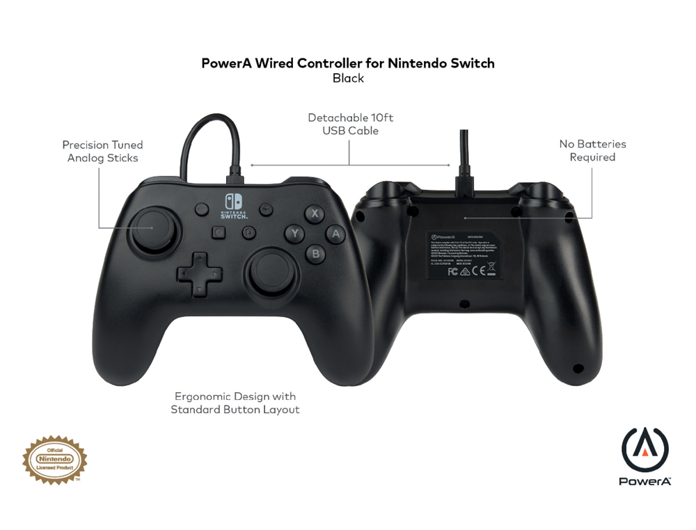 COMANDO NINTENDO COM CABO POWER A PARA SWITCH PRETO