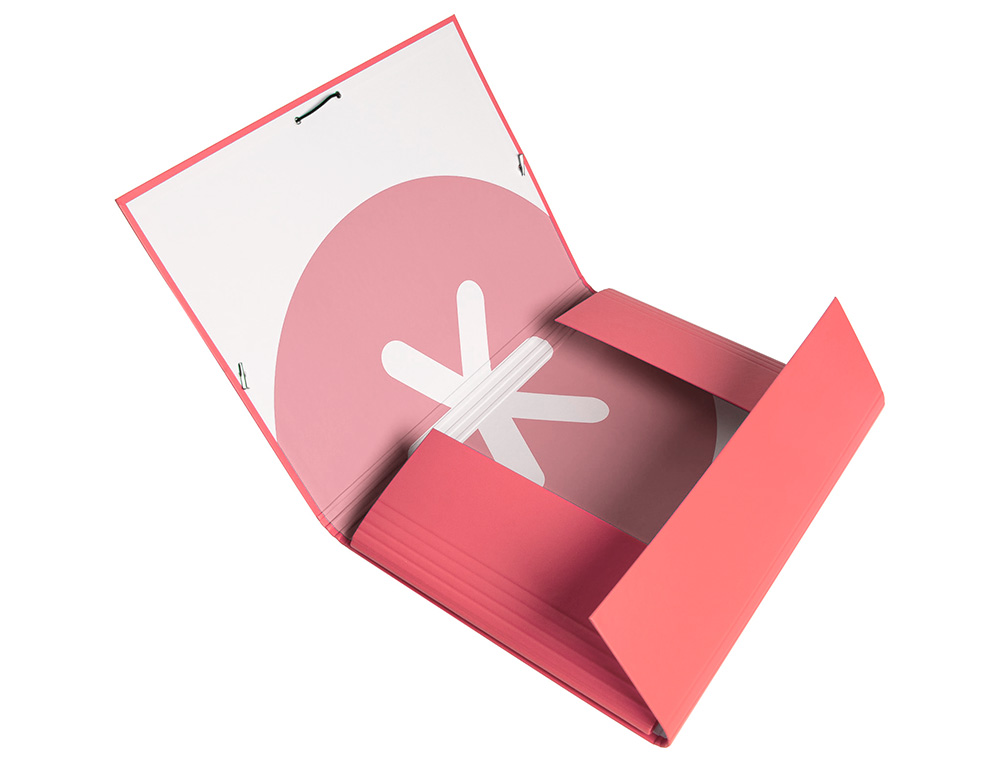 PASTA DE ELASTICOS ANTARTIK DIN A4 3 ABAS CARTAO FORRADO COR CORAL