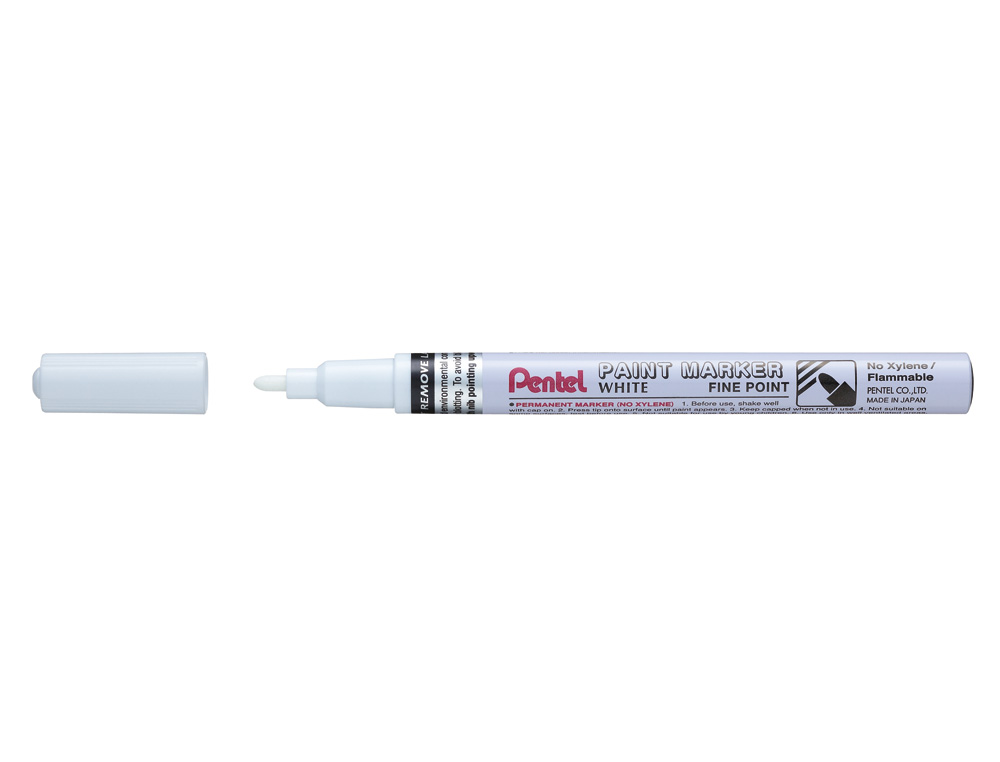MARCADOR PENTEL PERMANENTE MSP10-W BRANCO PARA PINTURAS DECORATIVAS PONTA MEDIA