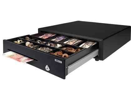 GAVETA SAFESCAN SD-4141 AJUSTAVEL E REMOVIVEL INCLUI MOLAS DE METAL E RANHURA PARA NOTAS 8 COMPARTIMENTOS PARA MOEDAS E