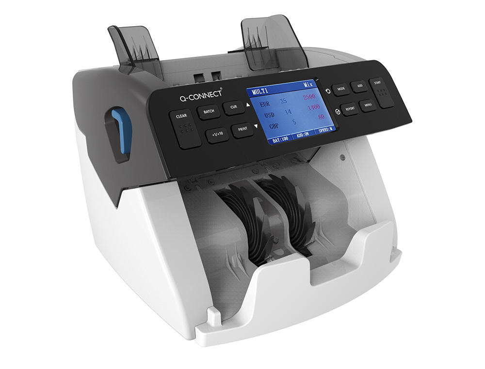 DETETOR E CONTADOR DE NOTAS FALSAS Q-CONNECT SENSOR DUPLO CIS USB CARTAO SD OU CONEXAO LAN