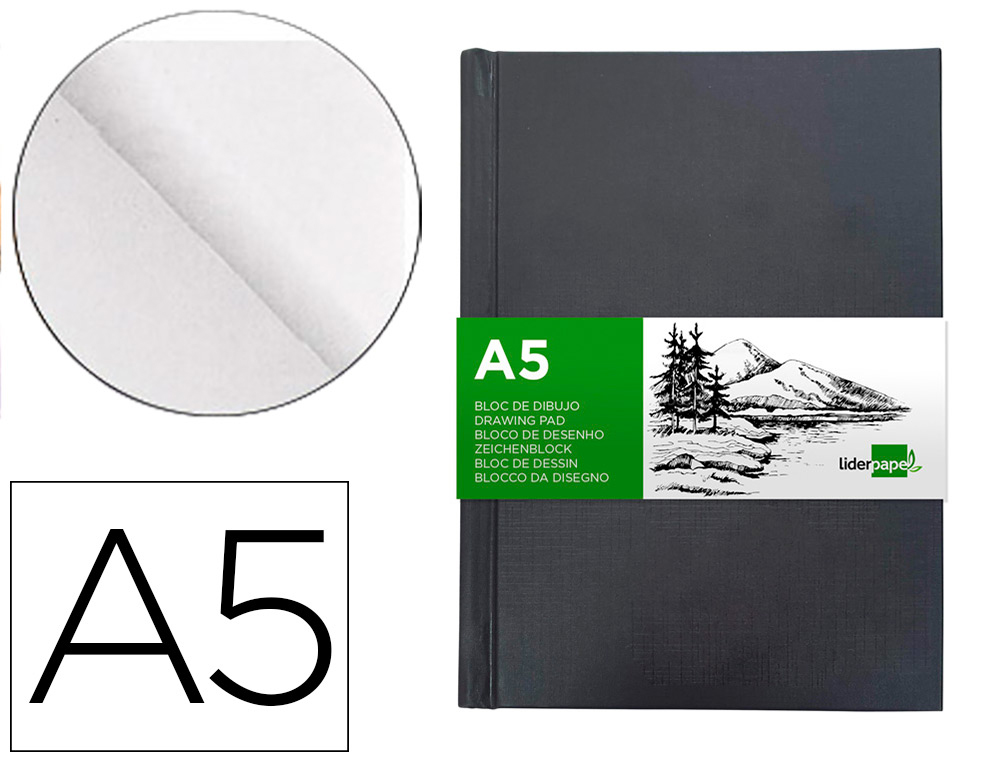 DIARIO GRAFICO ENCADERNADO LIDERPAPEL DIN A5 210X148 MM 100 FOLHAS 100 GR COR PRETA