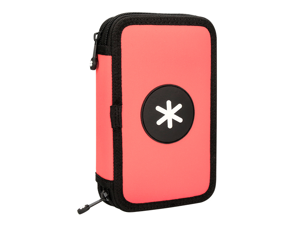 ESTOJO ESCOLAR ANTARTIK DUPLO COR CORAL 28 PECAS 200X125X45 MM