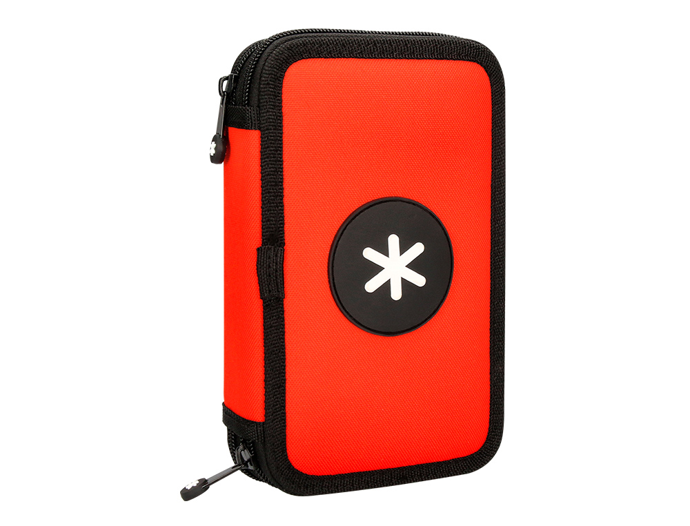 ESTOJO ESCOLAR ANTARTIK DUPLO COR VERMELHO 28 PECAS 200X125X45 MM