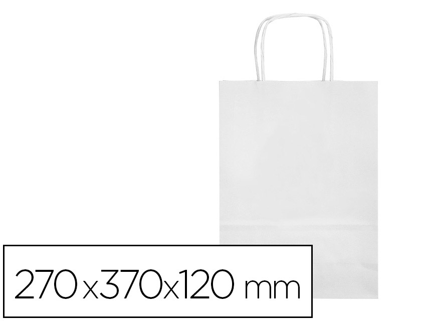 SACO DE PAPEL Q-CONNECT CELULOSE BRANCO M COM ASA TORCIDA 270X370X120 MM