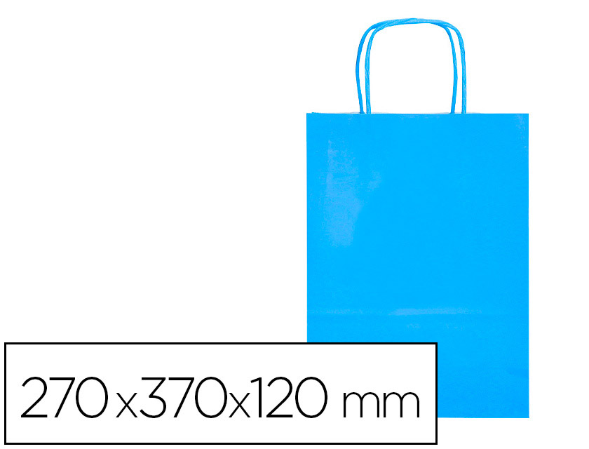 SACO DE PAPEL Q-CONNECT CELULOSE CELESTE M COM ASA TORCIDA 270X370X120 MM