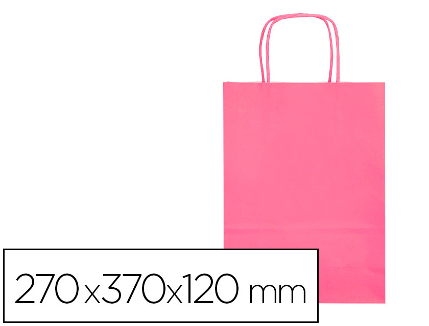 SACO DE PAPEL Q-CONNECT CELULOSE ROSA M COM ASA TORCIDA 270X370X120 MM