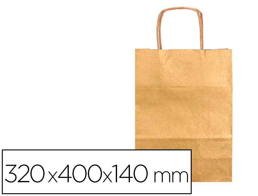 SACO DE PAPEL Q-CONNECT KRAFT OURO L COM ASA TORCIDA 320X400X140 MM