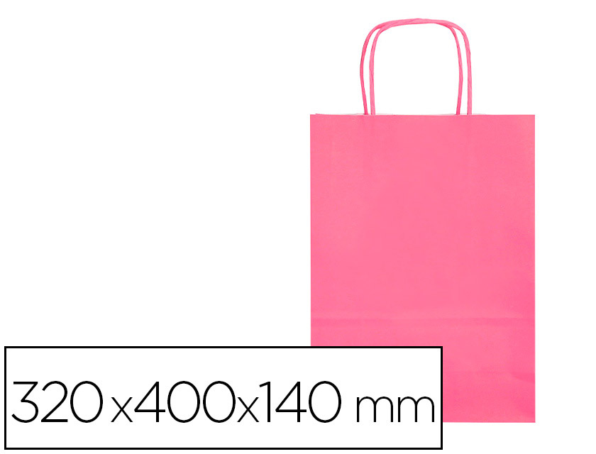 SACO DE PAPEL Q-CONNECT CELULOSE ROSA L COM ASA TORCIDA 320X400X140 MM