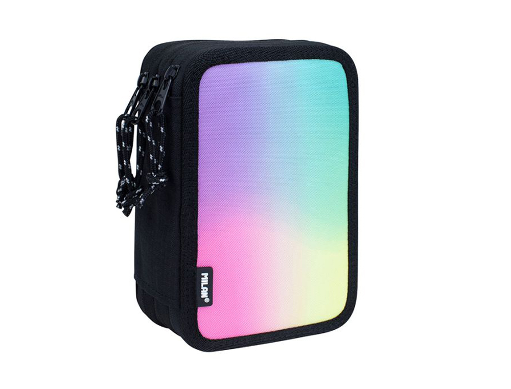 ESTOJO ESCOLAR MILAN SERIE SUNSET TRIPLO COR PRETO 195X55X130 MM