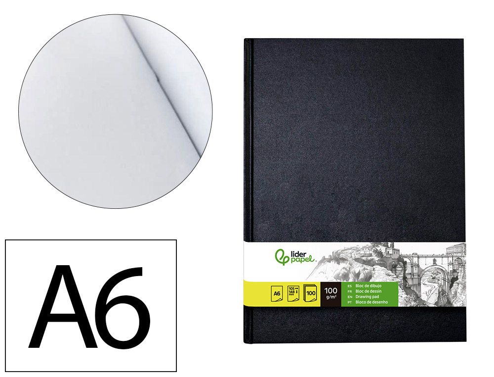 DIARIO GRAFICO ENCADERNADO LIDERPAPEL DIN A6 148X105 MM 100 FOLHAS 100 GR COR PRETA