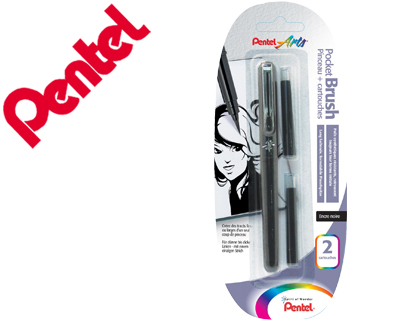 BLISTER CANETA PINCEL PENTEL XGFKP/FP10 PRETO TINTA DA CHINA COM RECARGA