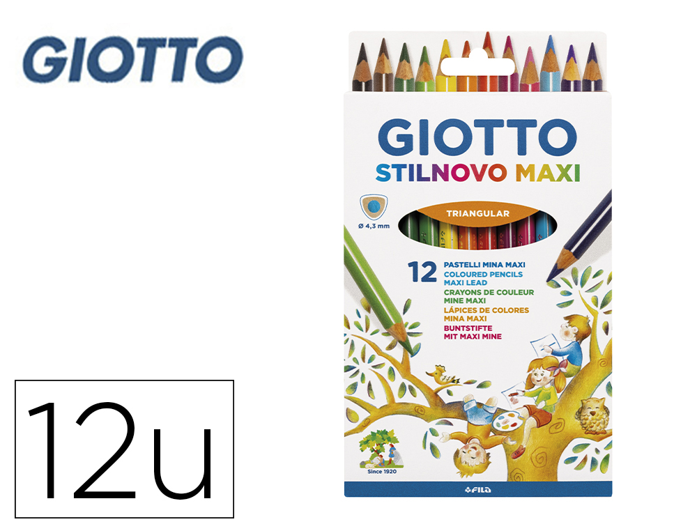 LAPIS DE COR GIOTTO STILNOVO MAXI CAIXA DE 12 UNIDADES CORES SORTIDAS MINA DE 4,3 MM