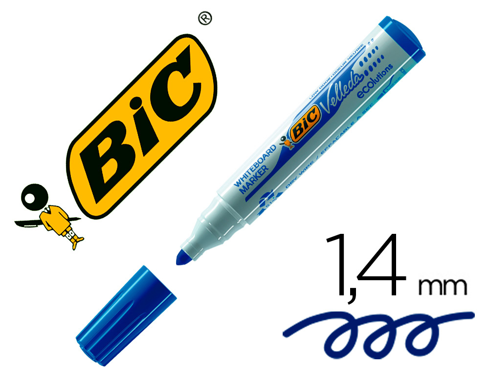 MARCADOR BIC VELLEDA PARA QUADRO BRANCO COR AZUL PONTA REDONDA 1,3 MM