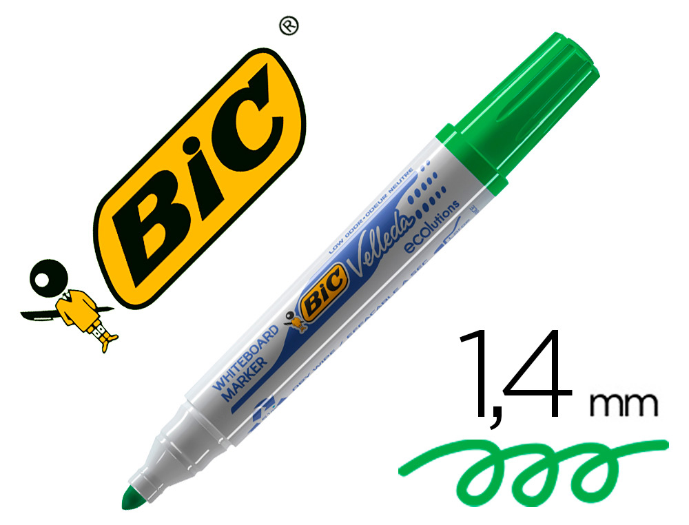 MARCADOR BIC VELLEDA PARA QUADRO BRANCO COR VERDE PONTA REDONDA 1,3 MM