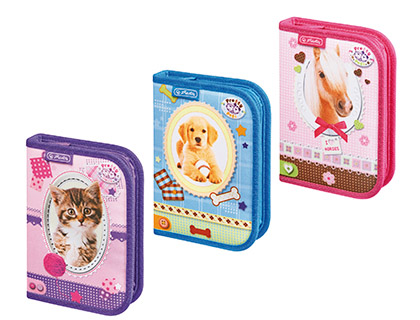 ESTOJO RETANGULAR PRETTY PETS HERLITZ COM 19 PECAS E 3 DESENHOS SORTIDOS 20,3 X 14 X 3,5 CM