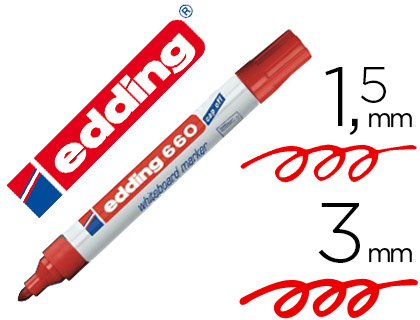 MARCADOR EDDING PARA QUADRO BRANCO 660 COR VERMELHO PONTA REDONDA 3 MM RECARREGAVEL