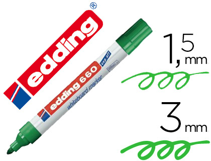 MARCADOR EDDING PARA QUADRO BRANCO 660 COR VERDE PONTA REDONDA 3 MM RECARREGAVEL