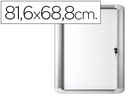 VITRINA DE ANUNCIO BI-OFFICE MAGNETICA 81,6X68,8 CM PARA EXTERIOR COM MOLDURA DE ALUMINIO E FECHADURA