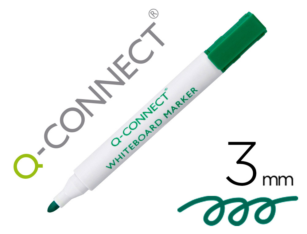 MARCADOR Q-CONNECT QUADRO BRANCO VERDE PONTA REDONDA 3.0 MM