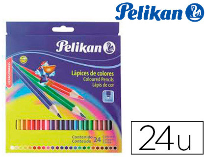 ESTOJO DE CARTAO PELIKAN COM 24 LAPIS DE CORES HEXAGONAIS